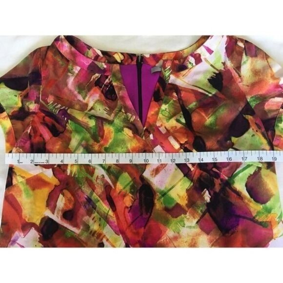 Marc New York Andrew Marc Dress Size 12 Multicolor Short Sleeve V-Neck - Picture 8 of 12